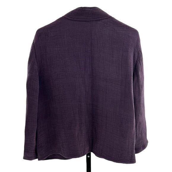 Eileen‎ Fisher Women’s M Open Front Blazer Jacket Purple Textured Dark Academia - Picture 3 of 5